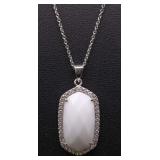 White gemstone necklace, lab created