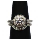 Sterling white sapphire ring set, lab created