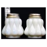 Pair Fenton milk glass drop salt/pepper shakers