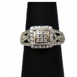 Sterling diamond dinner ring