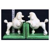 Pair cast iron white poodle bookends