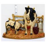 Cast iron cow w/ calf doorstop