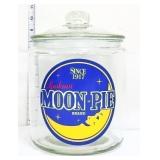Round glass Moon Pie canister w/ glass lid