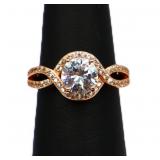 Sterling round cut white sapphire ring lab created