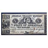 1862 Arkansas $10 Treasury Warrant