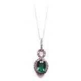 Oval cut emerald necklace, lab created