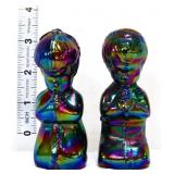 Pair Fenton carnival praying boy/girl figures