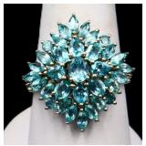 Sterling blue topaz cluster ring, lab created