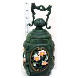 9in green cast iron votive lantern
