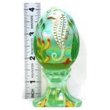 Fenton green iridescent sea life egg