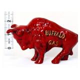 Red cast iron Buffalo Gas figural bank