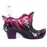 Fenton amethyst slipper w/ flowers