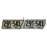 Pair 1950 state shape TN license plates