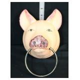 Cast iron pig face towel ring