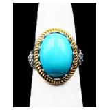 Sterling oval cut turquoise ring, lab created