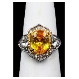 Oval cut citrine ring, lab created
