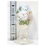 Fenton white opalescent egg w/ white flowers