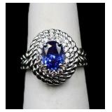 Oval cut sapphire ring, lab created