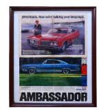 Framed 26.5x30.5 car paper advertising NO SHIP