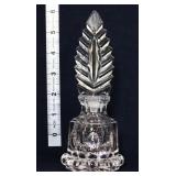 Clear Deco style perfume bottle w/ leaf stopper