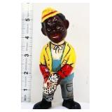 Cast iron americana man holding rooster bank