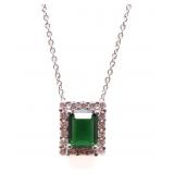 Emerald cut emerald necklace, lab created