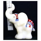 Fenton white satin patriotic elephant figure
