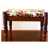 Vintage footstool w/ floral fabric