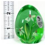 Fenton green egg w/ yellow & white daisy flowers