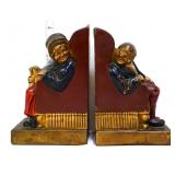Pair vintage sitting man and woman bookends