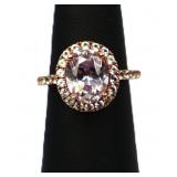 Round cut light pink sapphire ring lab created