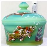 Fenton jade satin Koi Pond Fish covered box