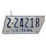 1953 state shape TN license plate