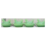 Lot of 4 miniature jadeite hens on nest