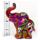 Fenton red carnival elephant w/ white flowers
