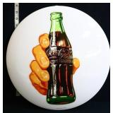 Round 16in metal Coca Cola bottle domed sign
