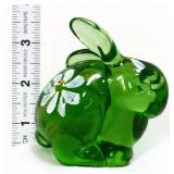 Fenton green bunny w/ white flowers