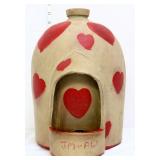 Vntg stone chicken waterer w/ hearts