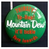 Round metal convex Mountain Dew sign