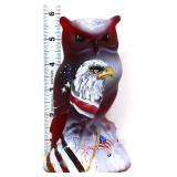 Fenton red satin patriotic 6in owl figure