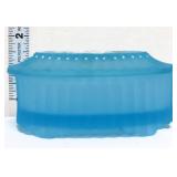 Fenton blue satin oval trinket box w/ flowers