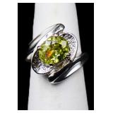 Oval cut citrine ring, lab created