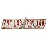 Pair 1955 state shape TN license plates
