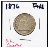 1876 seated liberty quarter