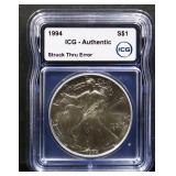 Slabbed 1994 silver eagle coin