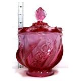 Fenton dusty rose paisley swirl candy dish w lid