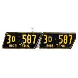Pair 1949 state shape TN license plates