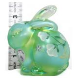 Fenton green opalescent bunny w/ white flowers