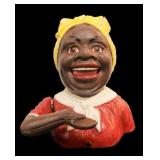 Cast iron mechanical Americana lady bank