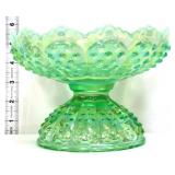Fenton willow green opalescent hobnail candle bowl